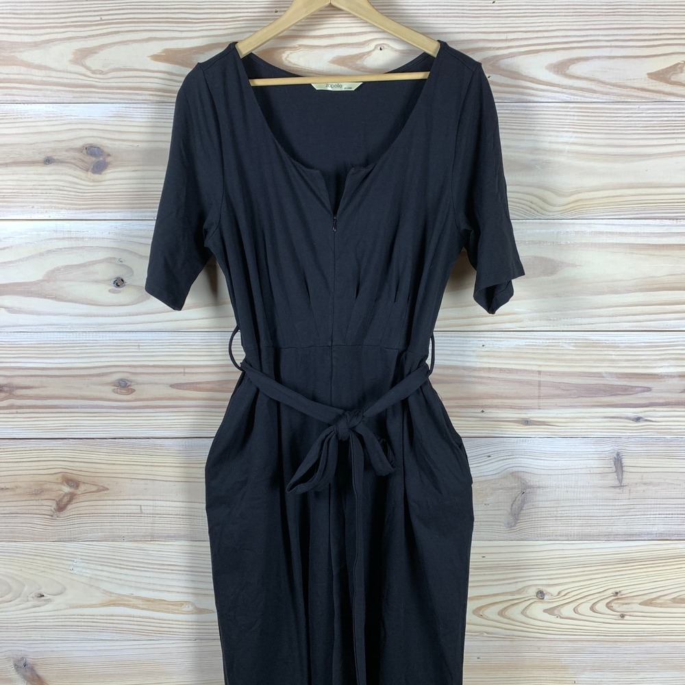 Zapelle Ultra Wide Leg One Piece Woman 1X Black Fitted Jumpsuit NWOT‎